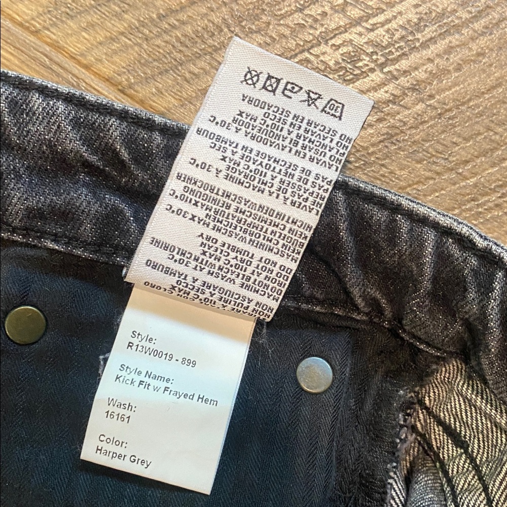 R13 || Kick Fit Raw Hem, Frayed Crop Jeans - Picture 9 of 10